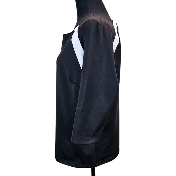 Gretchen Scott Jersey Tee Topper Medium Black 3/4 Sleeves Sporty Athleisure Golf - Picture 5 of 16